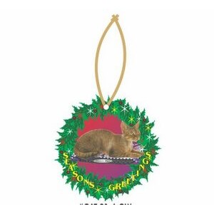 Devon Rex Cat Promotional Wreath Ornament w/ Black Back (4 Square Inch)