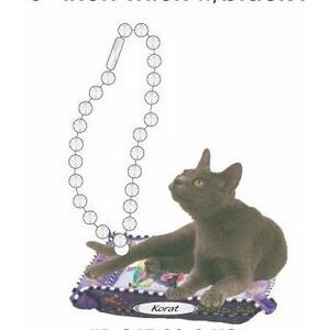 Korat Cat Promotional Key Chain w/ Black Back (4 Square Inch)