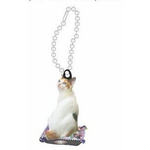 Japanese Bobtail Cat Promotional Key Chain w/ Black Back (4 Square Inch)