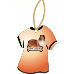 Collie Dog T-Shirt Promotional Ornament w/ Black Back (4 Square Inch)