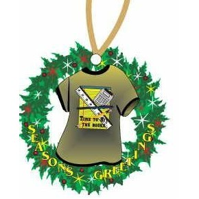 School Supplies T-Shirt & Wreath Ornament w/ Black Back (4 Square Inch)