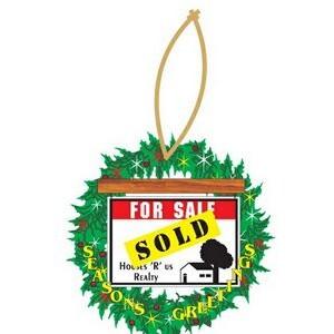 Sold Sign Promotional Wreath Ornament w/ Black Back (3 Square Inch)