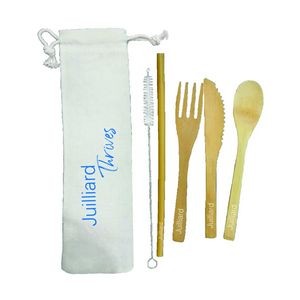 Bamboo Cutlery Set with Canvas Pouch