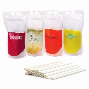 Drink Pouch with Paper Straw - 16 oz. (Bulk Packed)