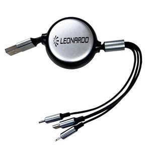 Round Retractable USB 3-IN-1 Cable