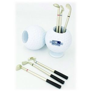 Golf Ball Pen Holder Gift Set