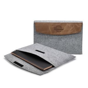 Feltro Collection Upcycled Felt and Leather Two Tone 15" Laptop Sleeve