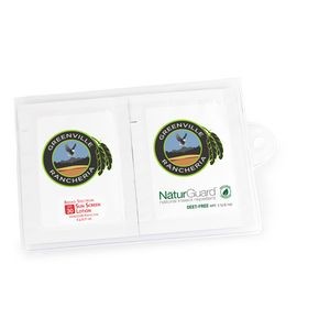 GoPac with Insect Repellent and Sun Screen Packettes, Label Imprint