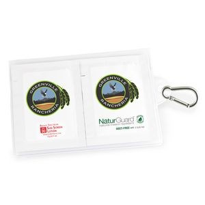 GoPac with Insect Repellent and Sun Screen Packettes, with Carabiner, Label Imprint