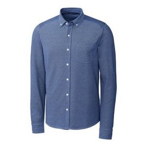 Cutter & Buck Advantage Tri-Blend Pique Long Sleeve Knitted Mens Button Down
