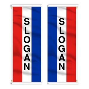8' x 3' Tri-Color Sleeved Message Flags - Double Sided