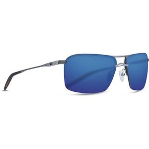 Costa® Del Mar Skimmer Polarized Sunglasses w/Matte Silver Frames & Blue Mirror Lenses