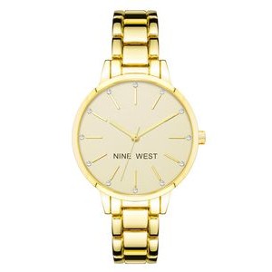 Nine West® Women's Crystal Accented Gold Bracelet Watch