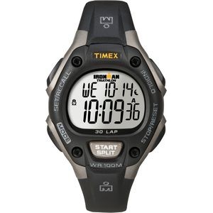 Timex® Ironman® Unisex Traditional 30-Lap Black/Gray Resin Strap Watch