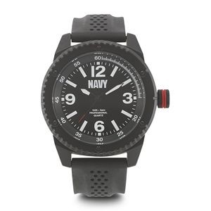 Wrist Armor Men's U.S. Navy Black & White Dial Watch w/Black Rubber Strap