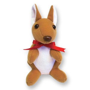 Custom Plush Kangaroo w/ Ribbon & White Ears