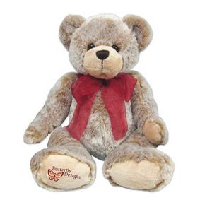 Custom Plush Teddy Bear w/ Maroon Ribbon