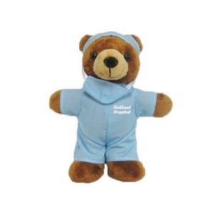 Custom Plush Hospital Bear with Scrubs and Surgical Mask
