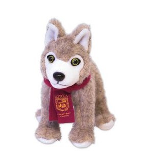 Custom Plush School Wolf Mascot w/ Imprinted Scarf