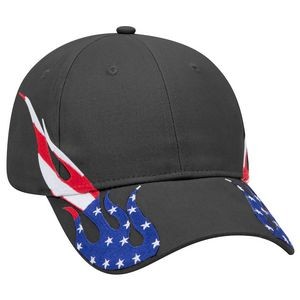 OTTO United States Flag Flame Pattern Brushed Cotton Twill 6 Panel Low Profile Baseball Cap
