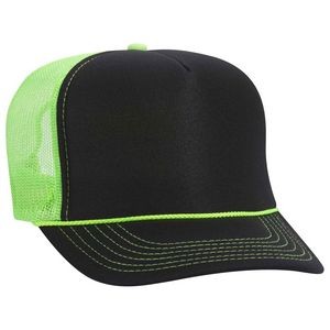 OTTO Polyester Foam Front Neon Mesh Back 5 Panel High Crown Mesh Back Trucker Hat