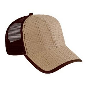 OTTO Toyo Straw 6 Panel Low Profile Mesh Back Trucker Hat