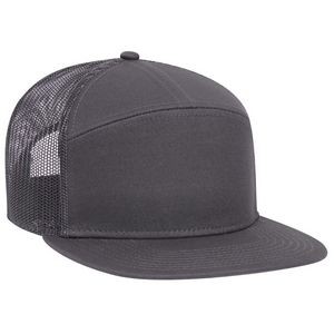 OTTO Superior Cotton Twill Round Flat Visor 7 Panel Pro Style Mesh Back Trucker Snapback Hat