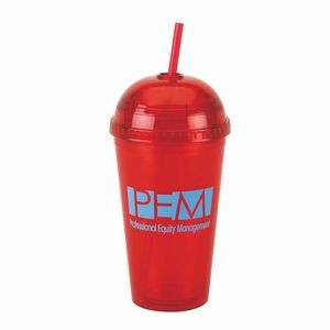 16 Oz. Dome Double Wall Acrylic Cup w/Straw *To Be Discontinued*