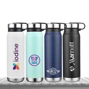 KAI  20 OZ WATER BOTTLE WITH REMOVEABLE STAINLESS STEEL LID. 18/8 Stainless Steel