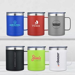 ALPHEUS  14 OZ STAINLESS STEEL CAMPING MUG WITH HANDLE. Double Wall Camping Mug