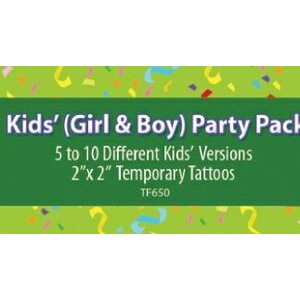 Kids' (Girl & Boy) Party Pack Stock Temporary Tattoo