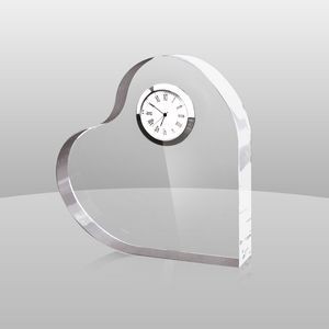 Clear Acrylic Heart Shape Award Clock (5"x5"x1")
