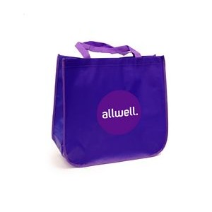 Large laminated Grocery Tote with heat transfer logo