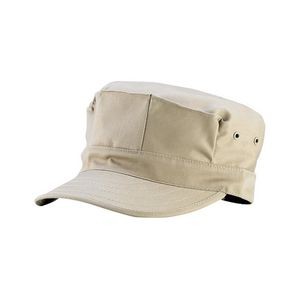 Solid Color Twill Army Cap w/ Pleated Front Panels