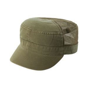 Enzyme Washed Cotton Twill Army Solid Cap w/ Mesh Back