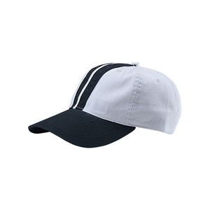 Unstructured Cotton Twill Washed Cap w/ Two Front Stripes