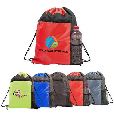 Color Block Drawstring Backpack