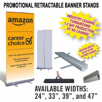 Promotional One Sided 33" Wide Retractable Banner Stand