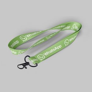 1" Lime Green custom lanyard printed with company logo with Metal Black Hook attachment 1"