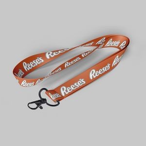 1" Texas Orange custom lanyard printed with company logo with Metal Black Hook attachment 1"