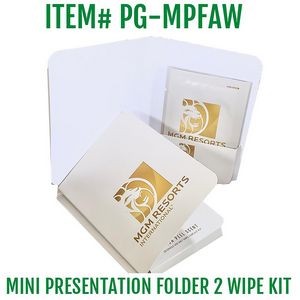 Mini Presentation Folder with 2 Promotional Alcohol Wipe 75 % Alcohol Formula