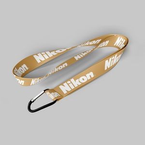 1" Dark Yellow custom lanyard printed with company logo with Carabiner Keychain attachment 1"