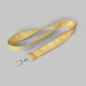 1" Yellow custom lanyard printed with company logo with Lobster Hook attachment 1"