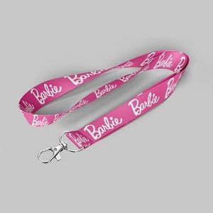 1" Pink custom lanyard printed with company logo with Lobster Hook attachment 1"