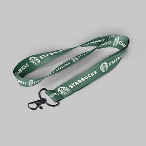 1" Dark Green custom lanyard printed with company logo with Metal Black Hook attachment 1"