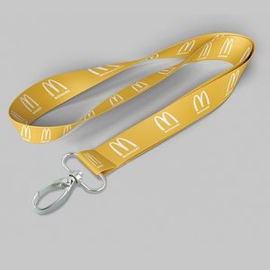 1" Yellow custom lanyard printed with company logo with Oval Hook attachment 1"