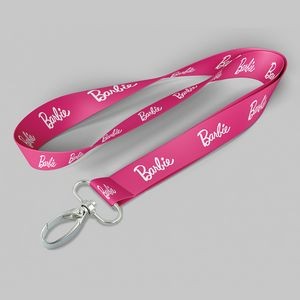 1" Pink custom lanyard printed with company logo with Oval Hook attachment 1"
