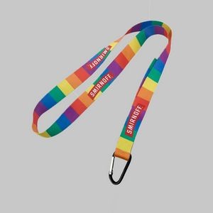 1" Full Color custom lanyard printed with company logo with Carabiner Keychain attachment 1"