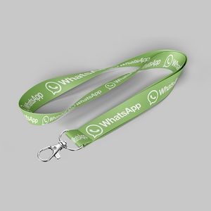 1" Lime Green custom lanyard printed with company logo with Lobster Hook attachment 1"