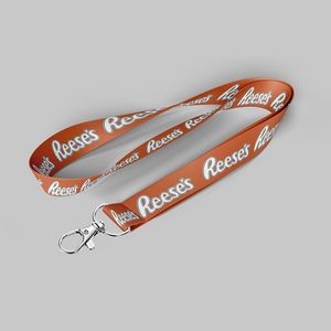 1" Texas Orange custom lanyard printed with company logo with Lobster Hook attachment 1"